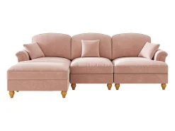 Sofá|Hauss Spole Sofá de 3 lugares com apoio lombar - Apoio para os pés móvel - Tecido chenille Rosa