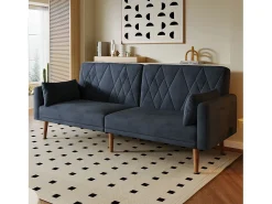 Sofá*Merax Sofá de 2 lugares Sofá - 180 x 75 x 82 cm - Sofá-cama conversível - encosto ajustável - veludo - Preto