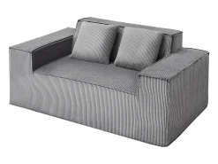 Sofá de 2 Lugares SucceBuy 160cm, Sofá Moderno em Veludo Cotelê com Molas Encapotadas, Almofadas Confortáveis para Sala, Escritório ou Apartamento, Cinza^ Sofá