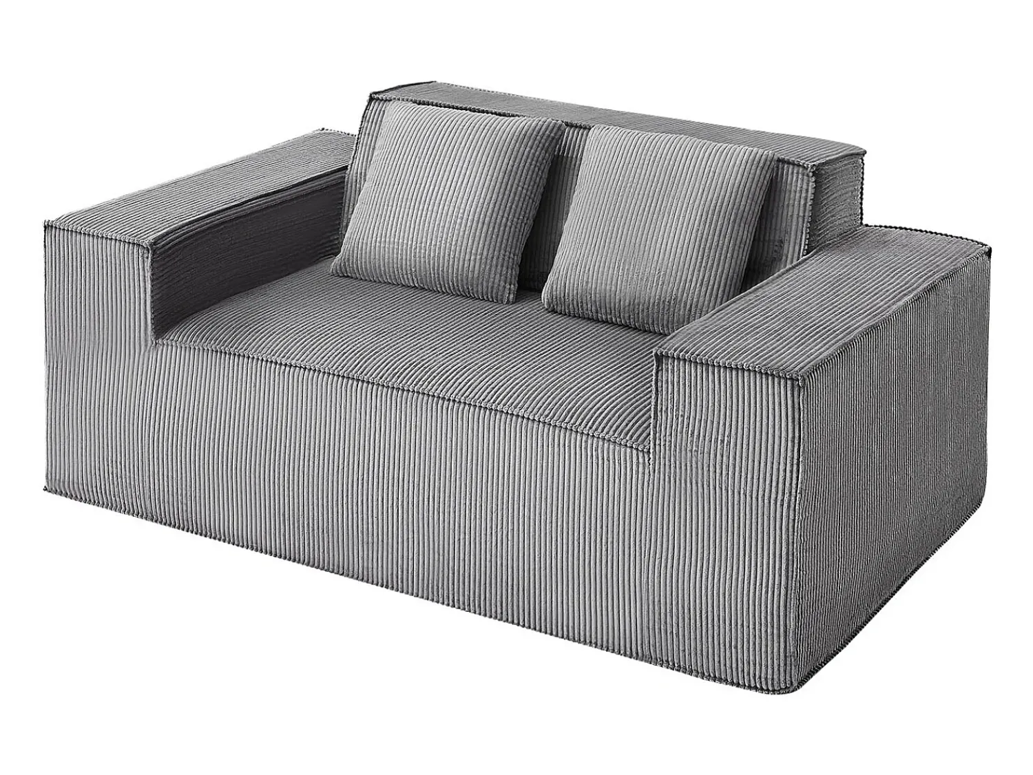 Sofá de 2 Lugares SucceBuy 160cm, Sofá Moderno em Veludo Cotelê com Molas Encapotadas, Almofadas Confortáveis para Sala, Escritório ou Apartamento, Cinza^ Sofá