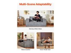 Sofá de 2 Lugares SucceBuy 160cm, Sofá Moderno em Veludo Cotelê com Molas Encapotadas, Almofadas Confortáveis para Sala, Escritório ou Apartamento, Cinza^ Sofá