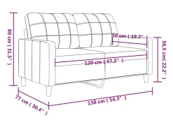 vidaxl Sofá de 2 lugares tecido 120 cm cinzento-acastanhado^ Sofá