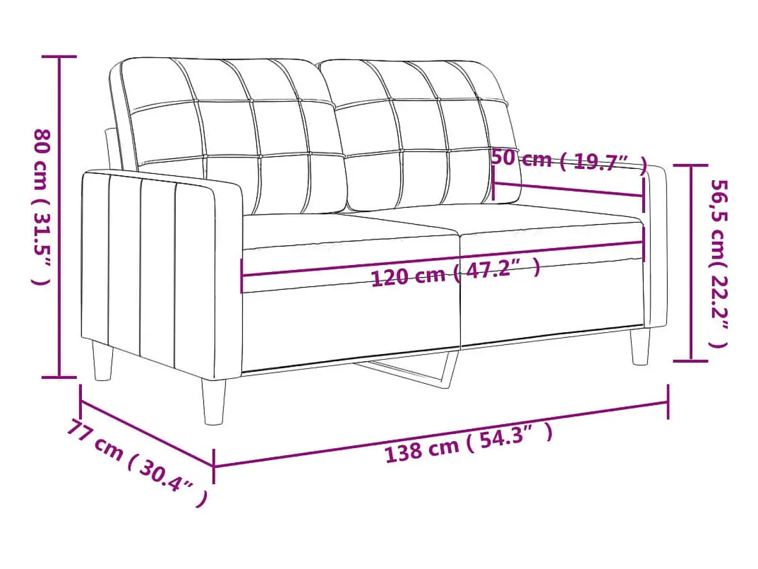 vidaxl Sofá de 2 lugares tecido 120 cm cinzento-acastanhado^ Sofá
