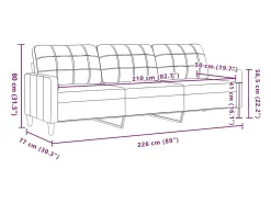 vidaxl Sofá de 3 lugares tecido 210 cm cor^ Sofá