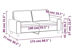 Online vidaxl Sofá de 2 lugares tecido 140 cm cor Creme