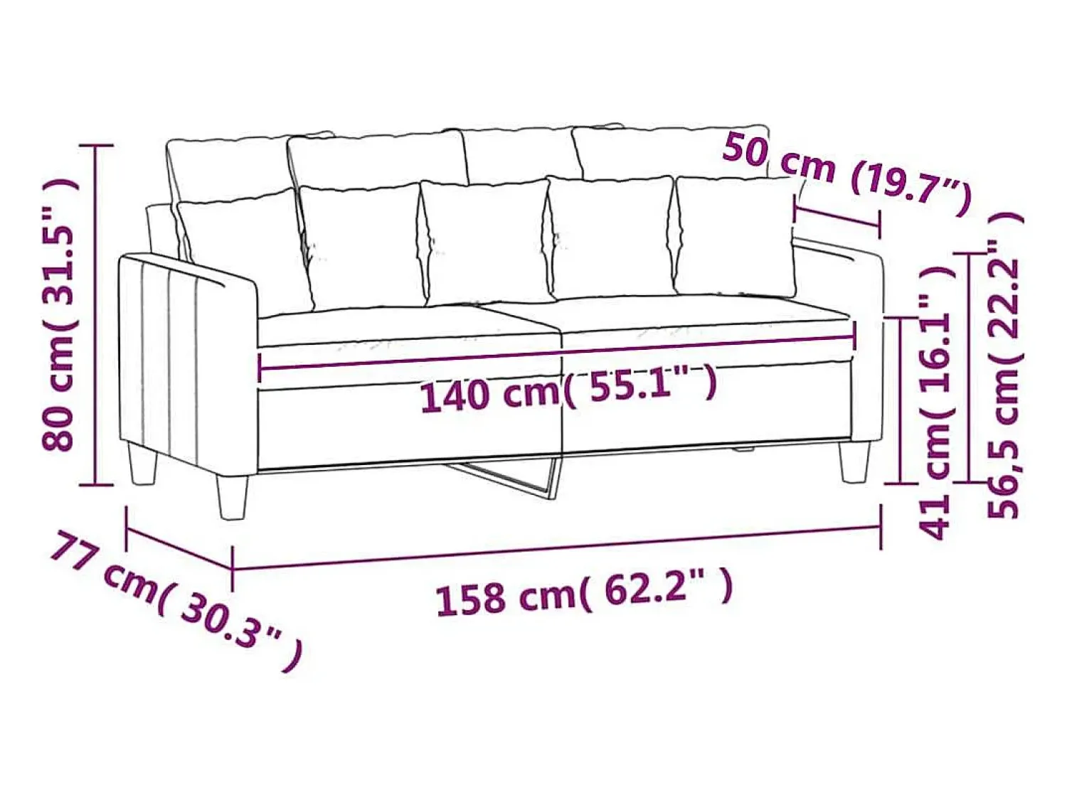 Clearance vidaxl Sofá de 2 lugares tecido 140 cm tinto Vermelho