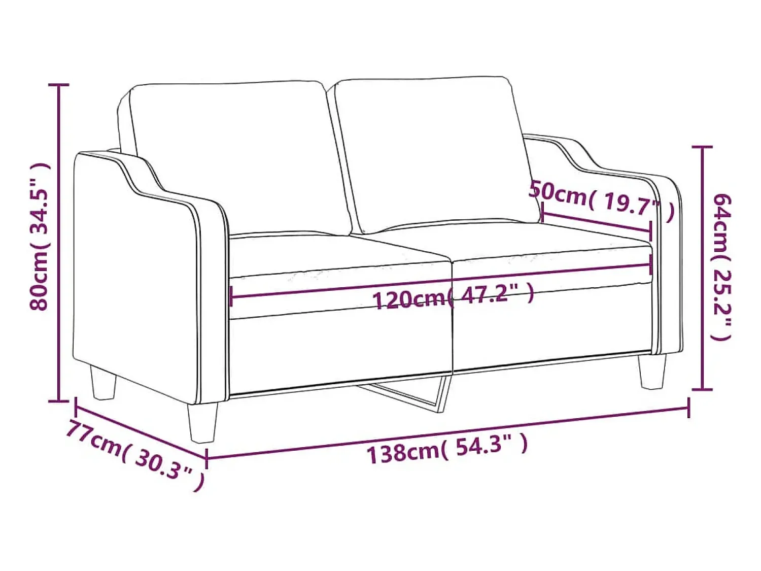 Sofá|vidaxl Sofá de 2 lugares tecido 120 cm cinzento-acastanhado Taupe