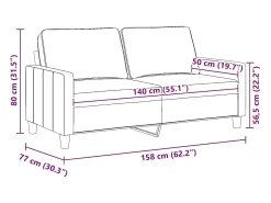 Sofá*vidaxl Sofá de 2 lugares tecido 140 cm cor Creme