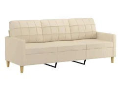 Sofá|vidaxl Sofá de 3 lugares tecido 180 cm cor Creme
