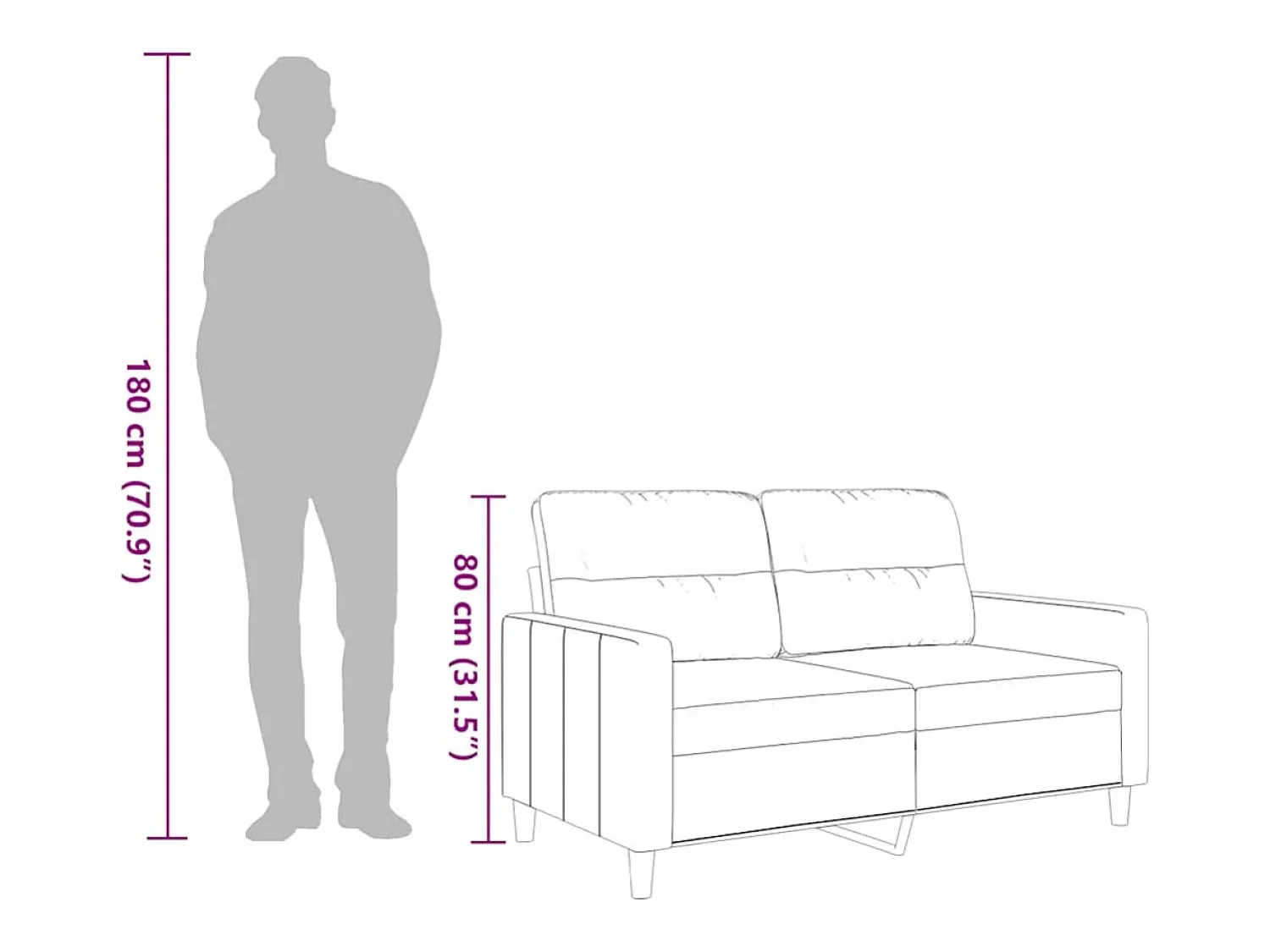 vidaxl Sofá de 2 lugares tecido 120 cm^ Sofá