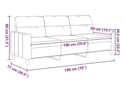 Sofá|vidaxl Sofá de 3 lugares tecido 180 cm cor Creme