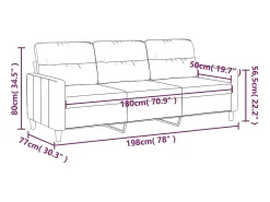 Sofá|vidaxl Sofá de 3 lugares tecido 180 cm cor Creme