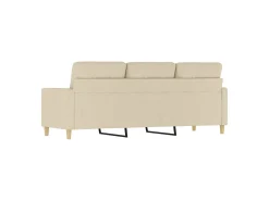 Sofá|vidaxl Sofá de 3 lugares tecido 180 cm cor Creme