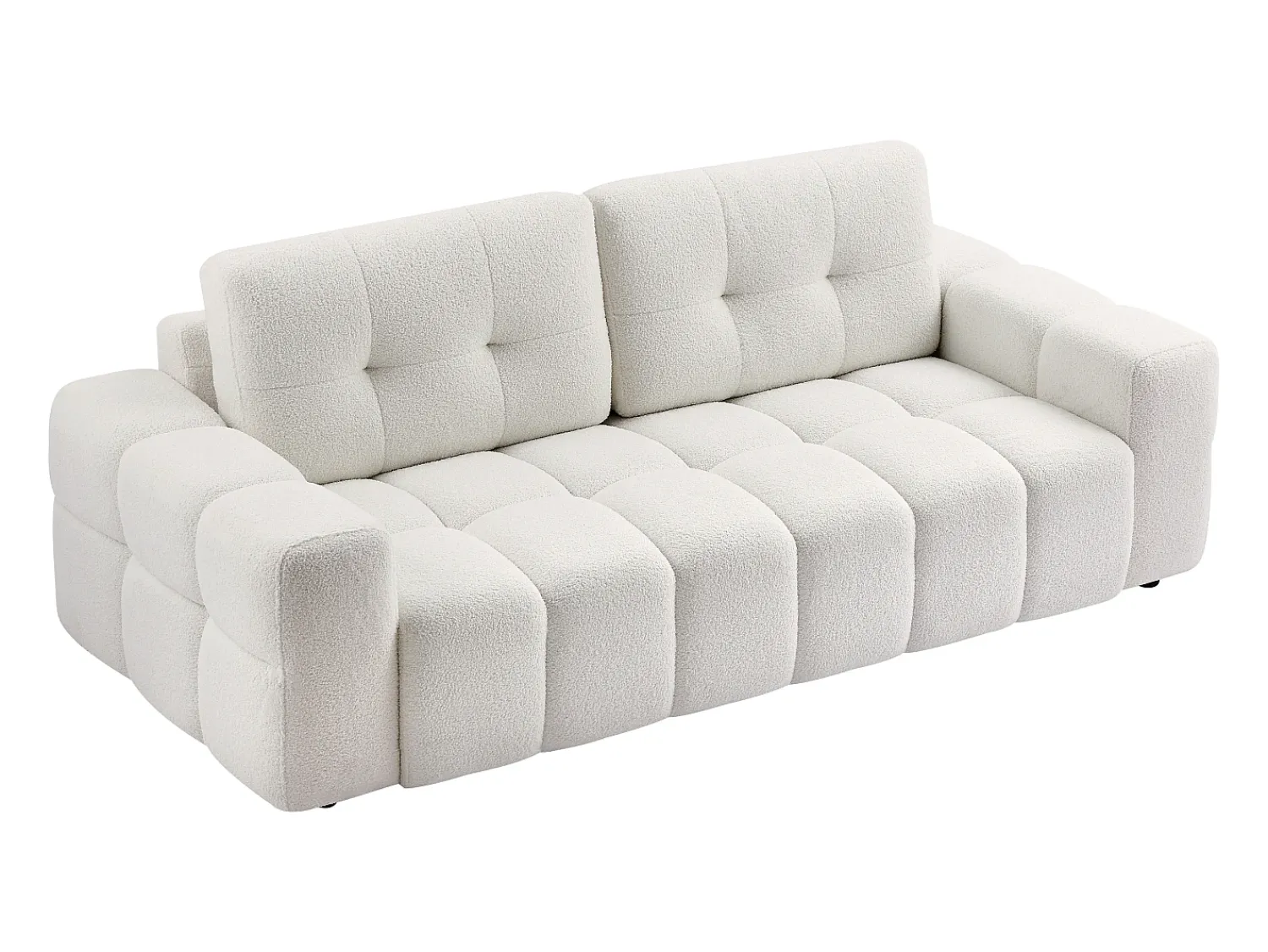 Sofá*Vente-unique Sofá de 3 lugares tecido bouclé estilo design SOPELANA Branco