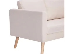 Best vidaxl Sofá de 2 lugares tecido cor Creme