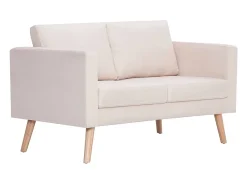 Best vidaxl Sofá de 2 lugares tecido cor Creme