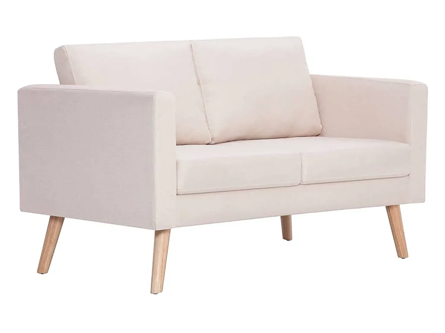 Best vidaxl Sofá de 2 lugares tecido cor Creme