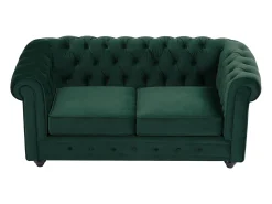 Sofá|Vente-unique Sofá de 2 lugares tecido veludo CHESTERFIELD Verde