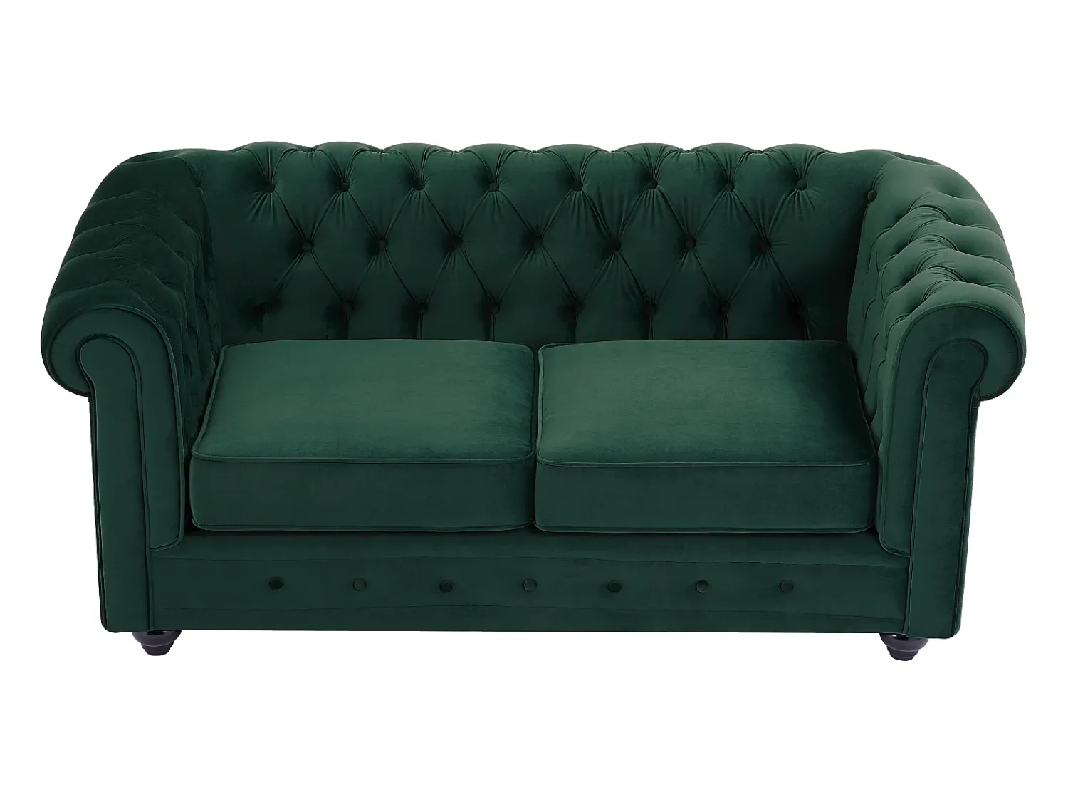 Sofá|Vente-unique Sofá de 2 lugares tecido veludo CHESTERFIELD Verde