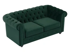 Sofá|Vente-unique Sofá de 2 lugares tecido veludo CHESTERFIELD Verde