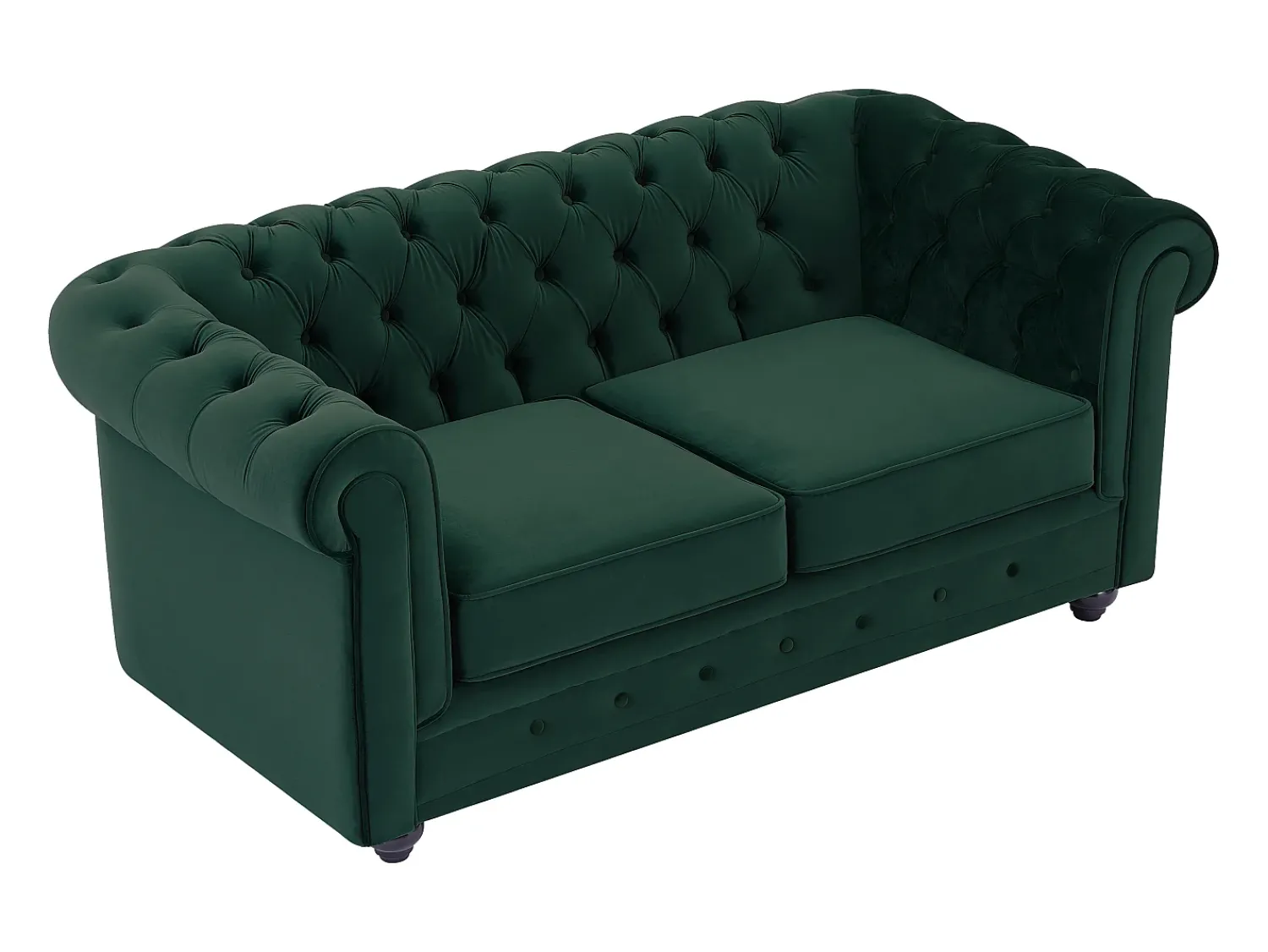 Sofá|Vente-unique Sofá de 2 lugares tecido veludo CHESTERFIELD Verde