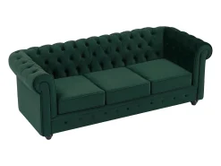 New Vente-unique Sofá de 3 lugares tecido veludo CHESTERFIELD Verde