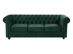 New Vente-unique Sofá de 3 lugares tecido veludo CHESTERFIELD Verde