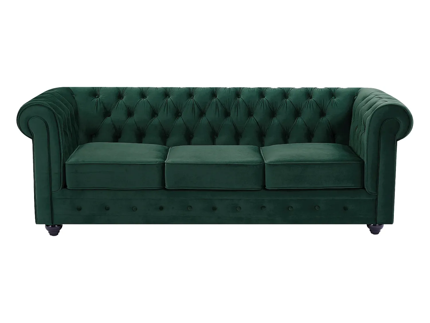 New Vente-unique Sofá de 3 lugares tecido veludo CHESTERFIELD Verde