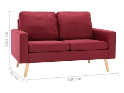 New vidaxl Sofá de 2 lugares tecido tinto Vermelho
