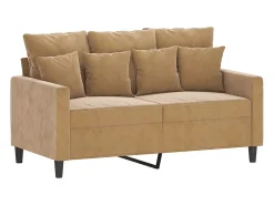 Sofá| Sofá de 2 lugares veludo 120 cm PT246870 Castanho