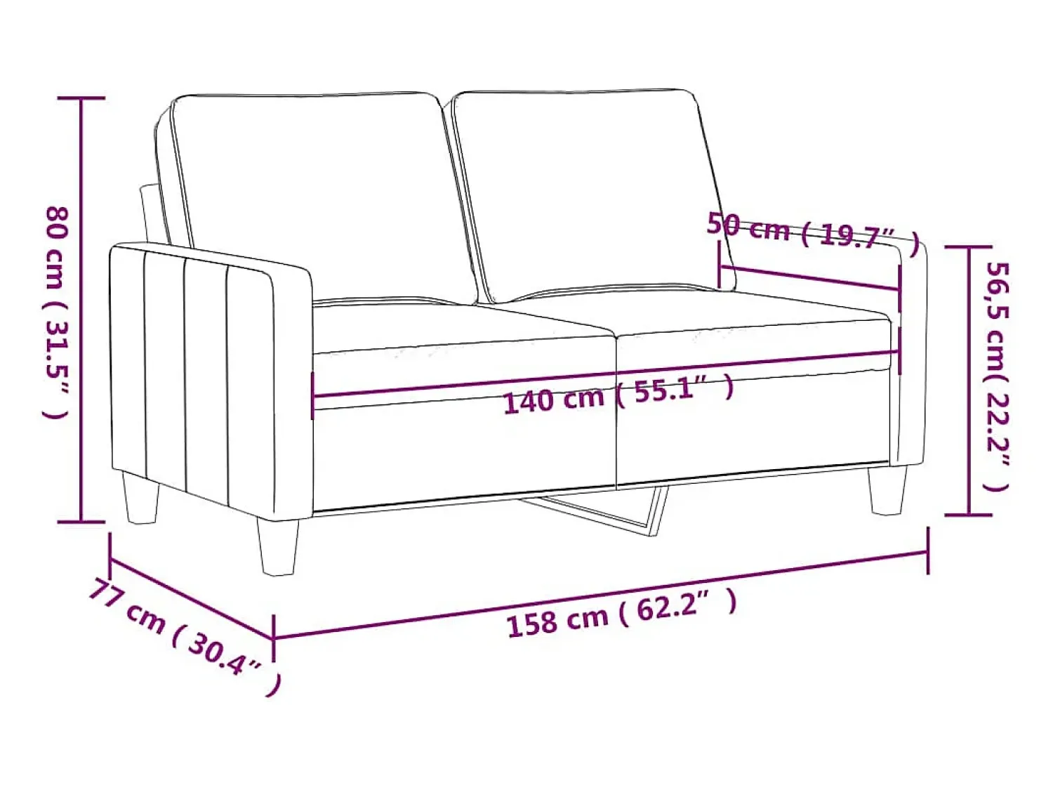 Sofá|vidaxl Sofá de 2 lugares veludo 140 cm Amarelo
