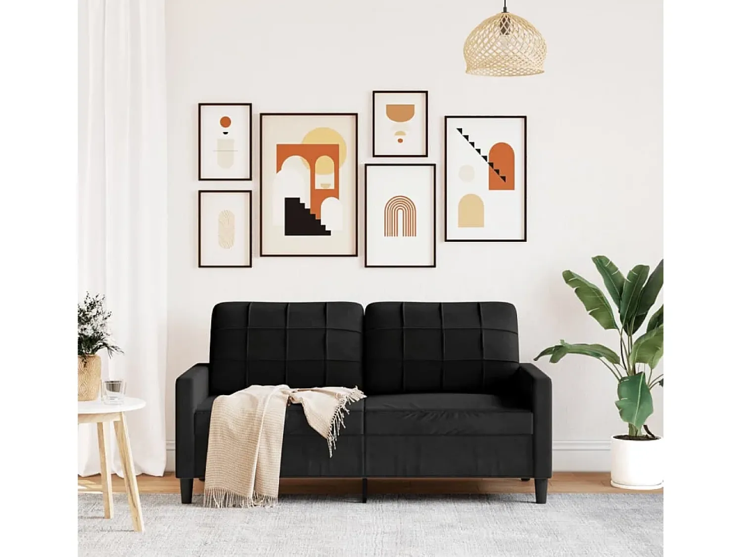 Sofá* Sofá de 2 lugares veludo 140 cm PT885624 Preto