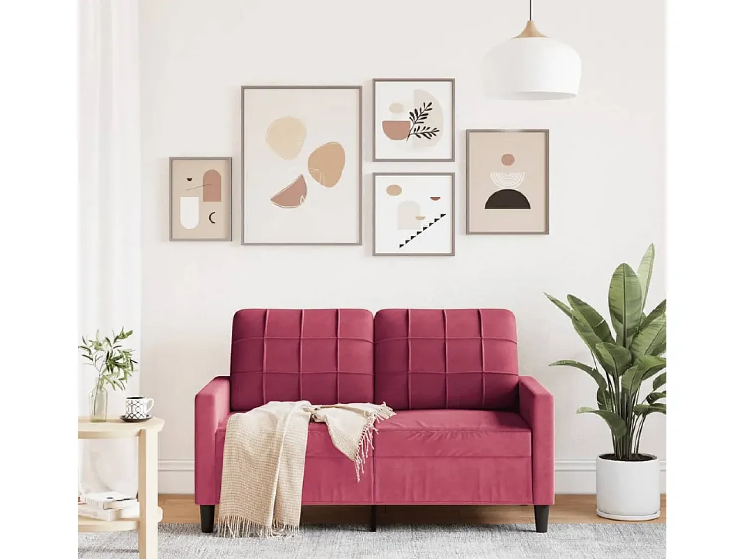 Sofá* Sofá de 2 lugares veludo 120 cm tinto PT151466 Vermelho