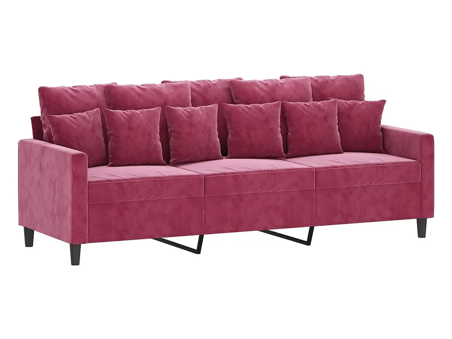 Sofá de 3 lugares veludo 180 cm tinto PT750576^ Sofá