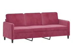 Sofá de 3 lugares veludo 180 cm tinto PT346997^ Sofá