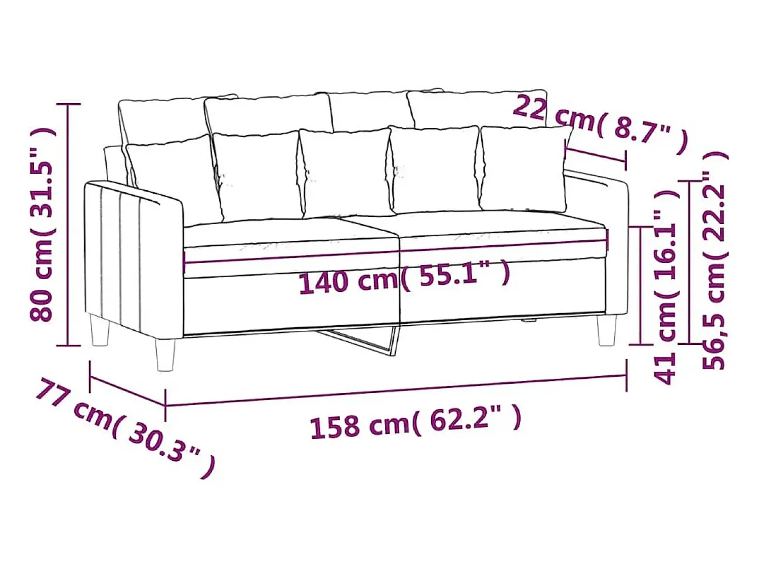 vidaxl Sofá de 2 lugares veludo 140 cm cor^ Sofá