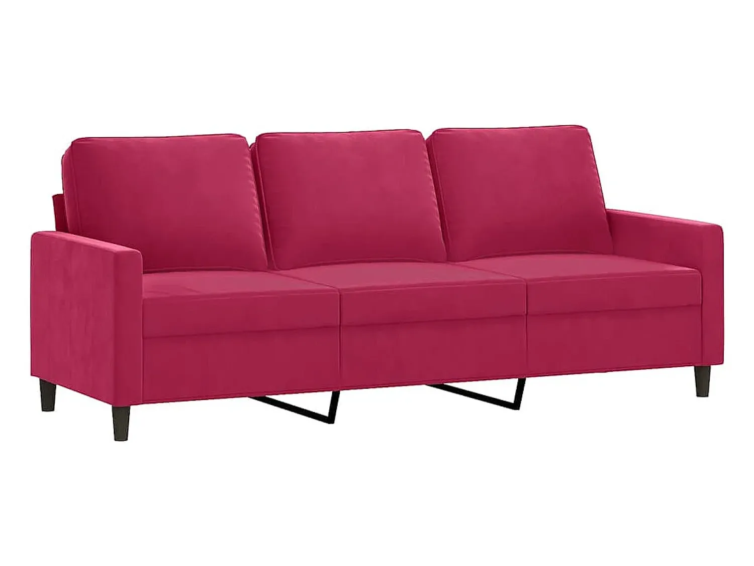 vidaxl Sofá de 3 lugares veludo 180 cm tinto^ Sofá
