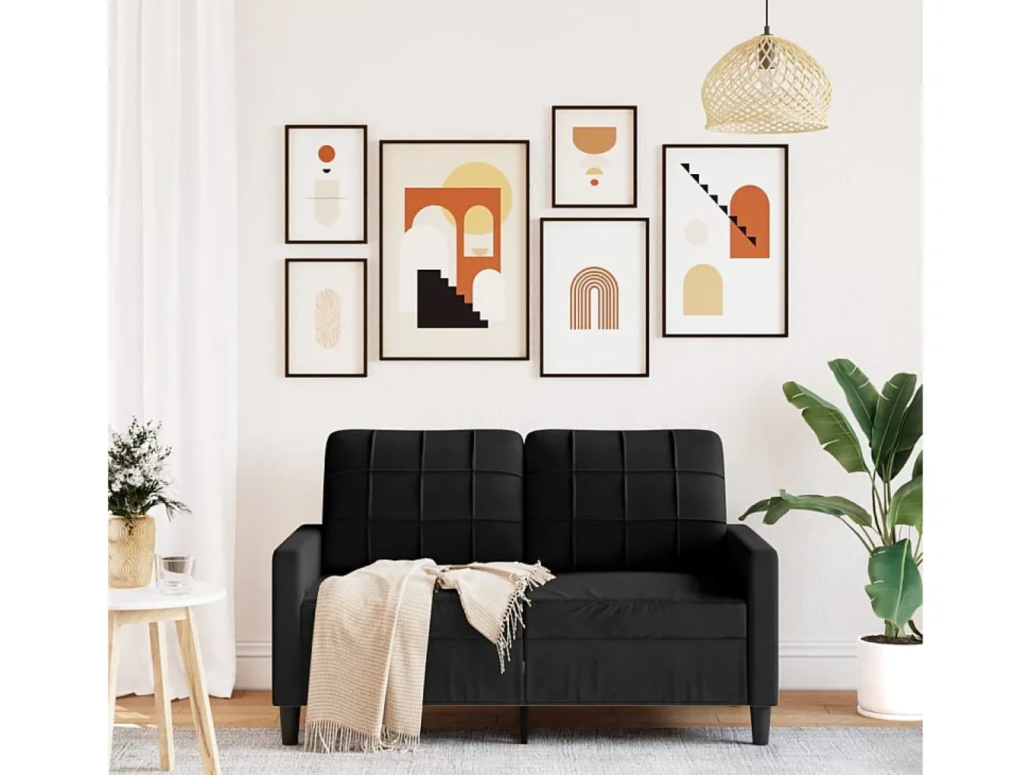 Sofá| Sofá de 2 lugares veludo 120 cm PT587664 Preto