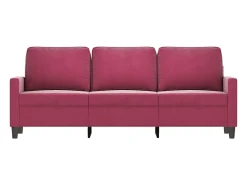 Best Sofá de 3 lugares veludo 180 cm tinto PT505673 Vermelho