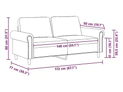 vidaxl Sofá de 2 lugares veludo 140 cm cor^ Sofá