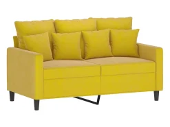 Sofá| Sofá de 2 lugares veludo 120 cm PT859382 Amarelo