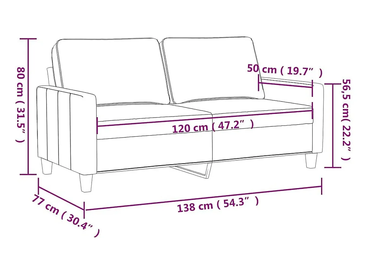 New vidaxl Sofá de 2 lugares veludo 120 cm Castanho