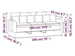 Sofá|vidaxl Sofá de 3 lugares veludo 180 cm tinto Vermelho