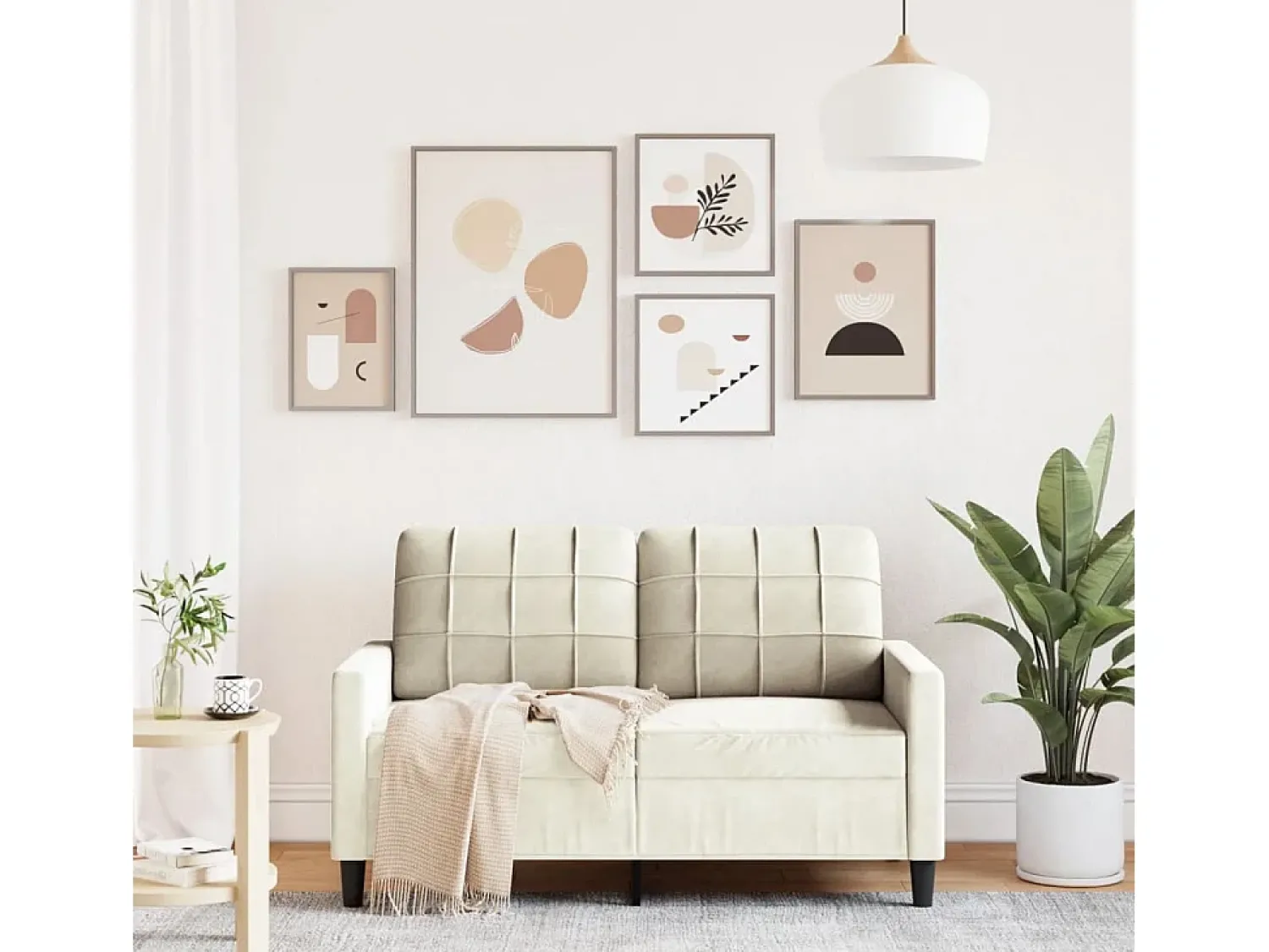 Sofá* Sofá de 2 lugares veludo 120 cm cor PT508565 Creme