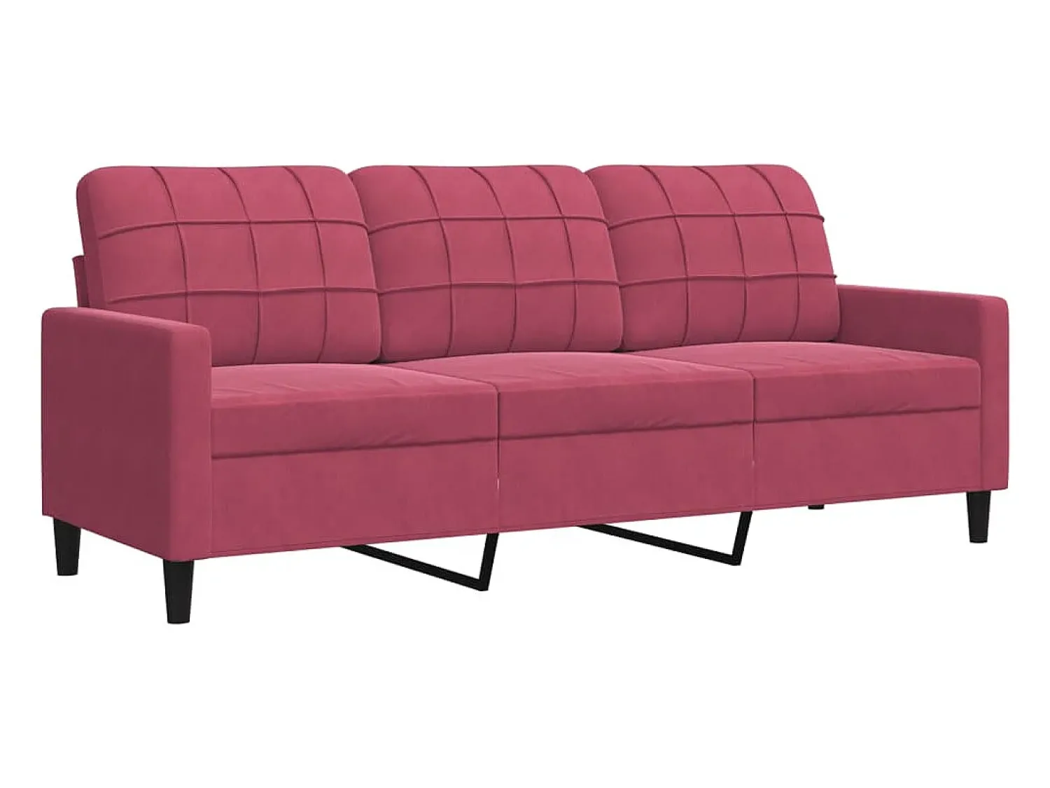 Sofá* Sofá de 3 lugares veludo 180 cm tinto PT656605 Vermelho