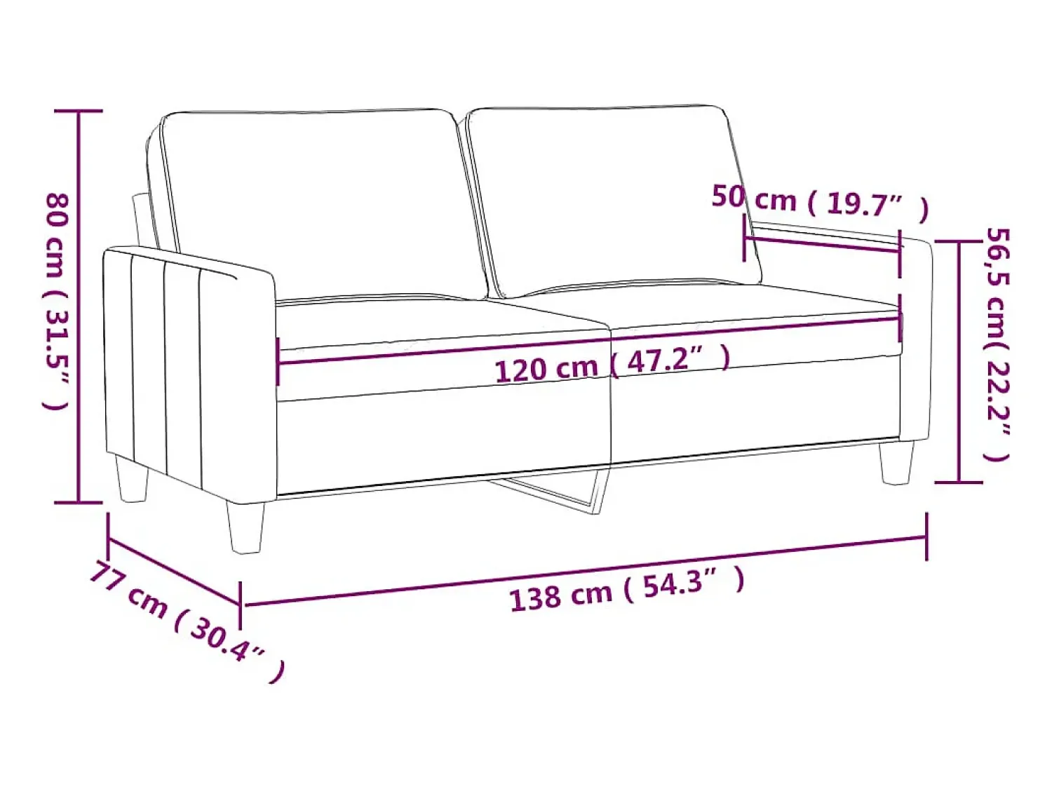 Sofá|vidaxl Sofá de 2 lugares veludo 120 cm tinto Vermelho
