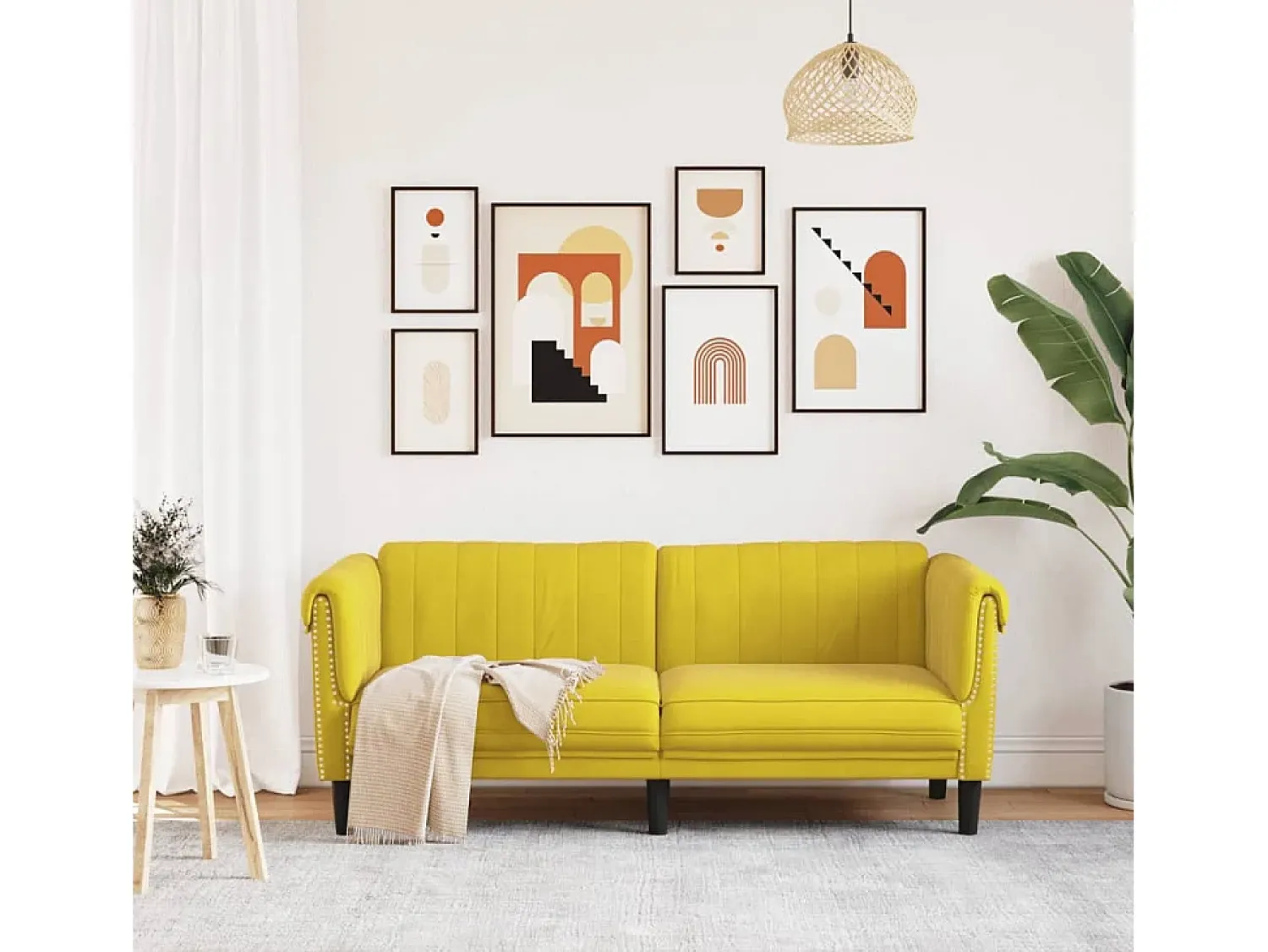 Sofá* Sofá de 2 lugares veludo PT385771 Amarelo