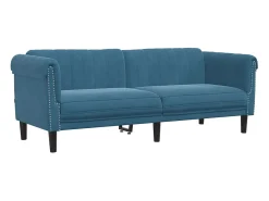 Sofá| Sofá de 3 lugares veludo PT474893 Azul