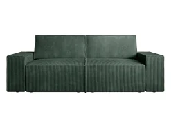 Vente-unique Sofá de 3 lugares veludo canelado verde design AMELIA^ Sofá