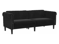Sofá* Sofá de 3 lugares veludo PT720870 Preto